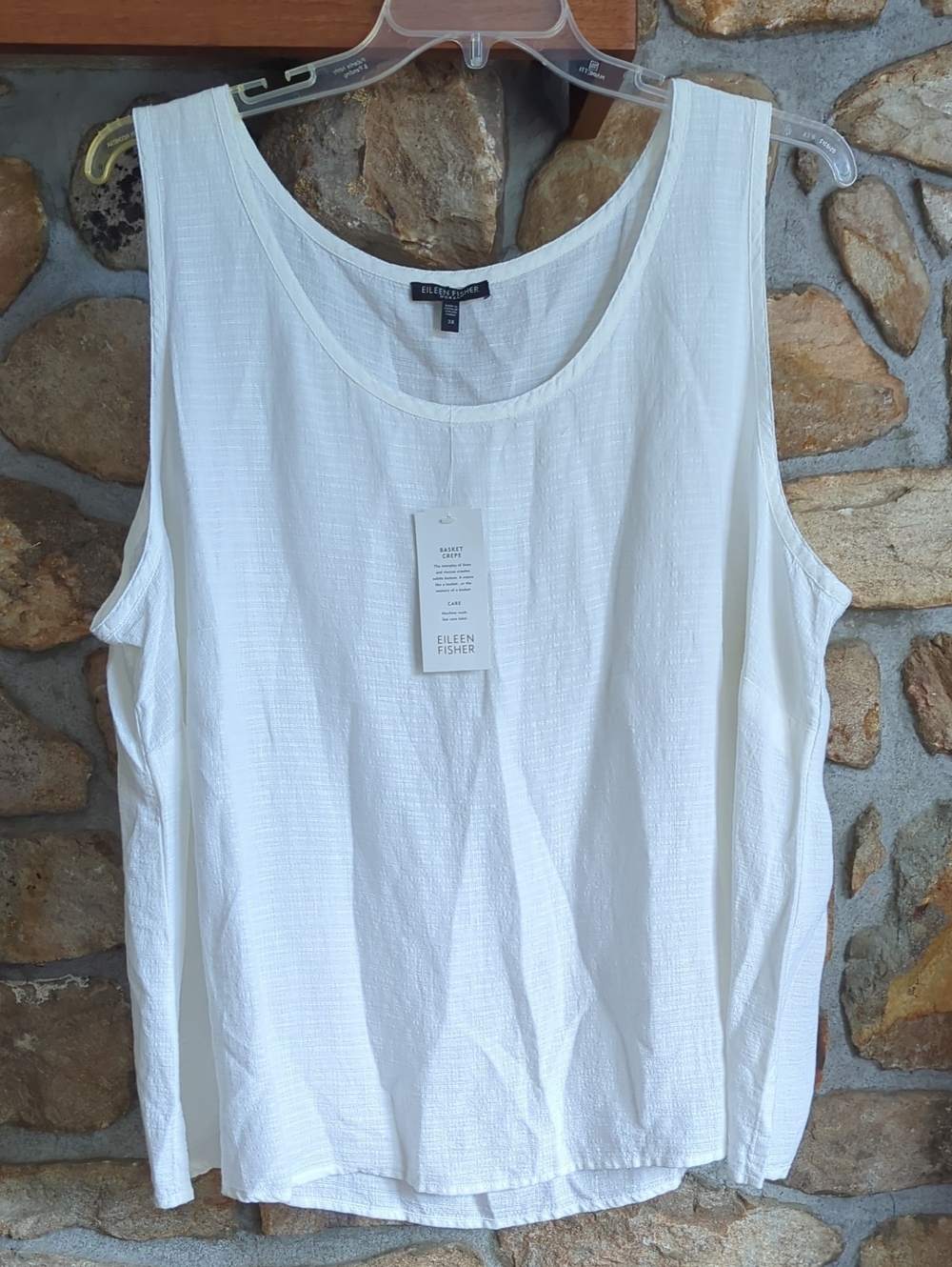 Eileen Fisher Basket Crepe White Tank Top NWT